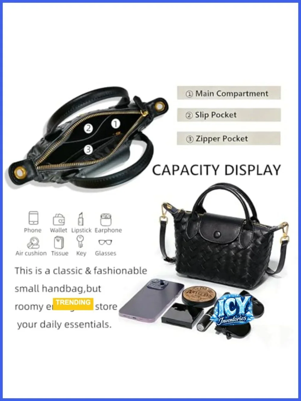 Small Vegan Leather Crossbody Bag, Mini Woven Top Handle Dumpling Purse,